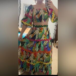 Red Dress Boutique A-Line Maxi Skirt in Red and Blue